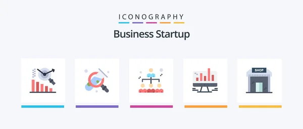 Business Startup Flat Icon Pack Συμπεριλαμβανομένων Των Επιχειρήσεων Ιστός Δίκτυο — Διανυσματικό Αρχείο