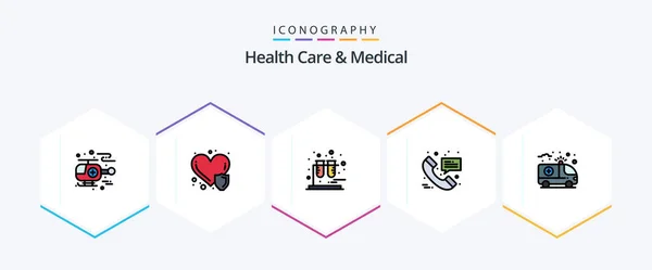 Health Care Medical Filledline Icon Pack Mit Medizinischem Inhalt Pflege — Stockvektor