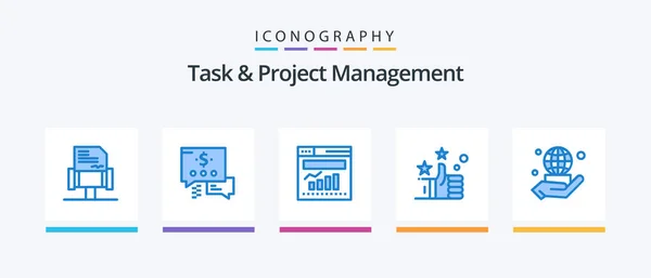 Task Project Management Blue Icon Pack Including Business Internet World — Stock Vector