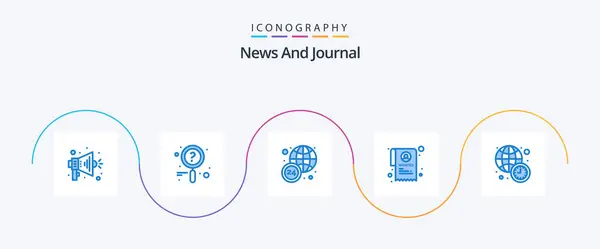 News Blue Icon Pack Including Institution World News International — Image vectorielle
