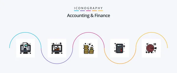 Accounting Finance Line Filled Flat Icon Pack Including Darts Math — Wektor stockowy