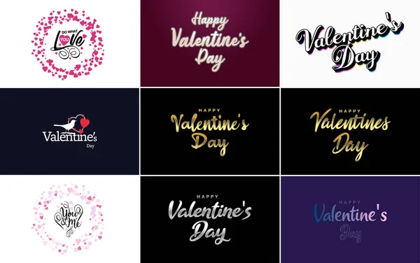 Happy Valentine Day Typography Poster Handwritten Calligraphy Text Isolated White — Image vectorielle