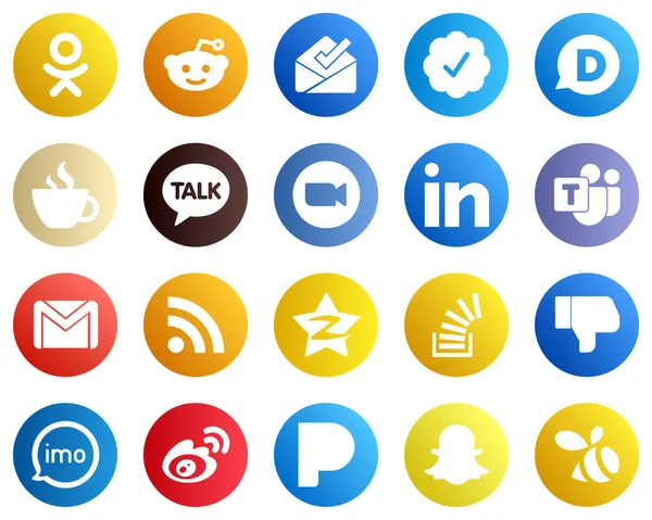 Simple Icônes Médias Sociaux Tels Que Gmail Équipe Microsoft Kakao — Image vectorielle
