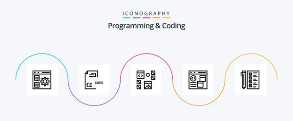 Programming Coding Line Icon Pack Including Coding App Развитие Программирование — стоковый вектор