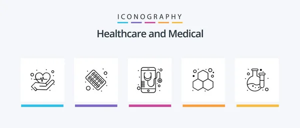 Medical Line Icon Pack Including Online Laboratory Online Lab Open — Vettoriale Stock