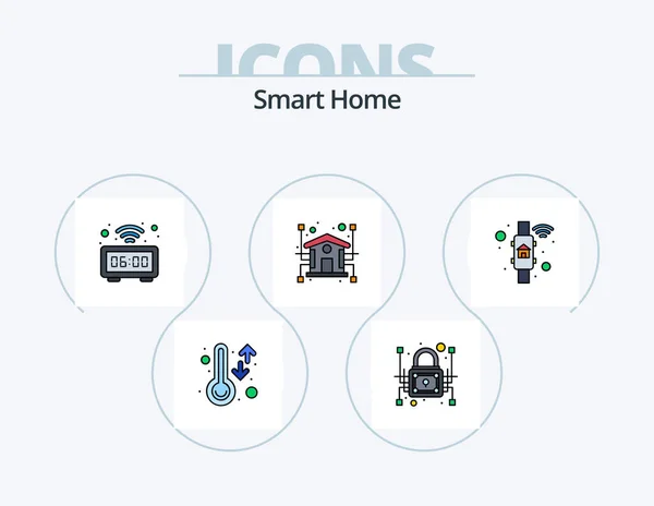 Smart Home Line Filled Icon Pack Icon Design Smart Home — Archivo Imágenes Vectoriales