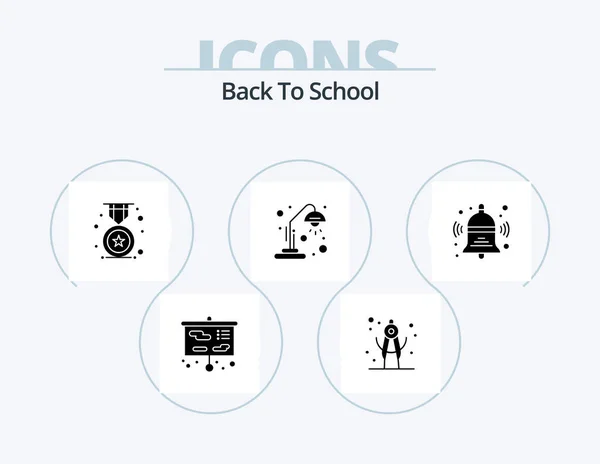 Назад Школу Glyph Icon Pack Icon Design Назад Колокольчик Значок — стоковый вектор