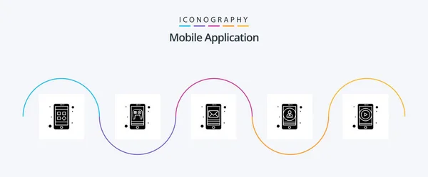 Mobile Application Glyph Icon Pack Including Video Login App User — Archivo Imágenes Vectoriales