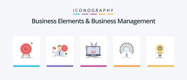 Business Elements Business Managment Flat Icon Pack Včetně Informací Data — Stockový vektor