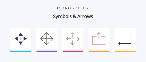 Symbols Arrows Flat Icon Pack Including Full Screen Enter Arrow — Vector de stock