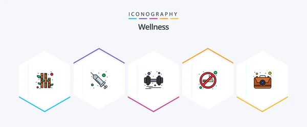 Wellness Filledline Icon Pack Including First Aid Gym Smoking — 图库矢量图片