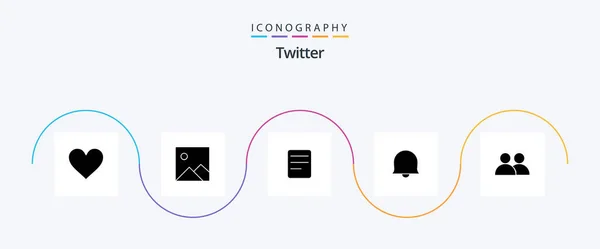 Twitter Glyph Icon Pack Incluindo Utilizador Texto Contacto Twitter — Vetor de Stock