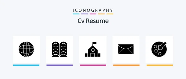 Resume Glyph Icon Pack Including Message Chat Mail Science Creative — Stockový vektor