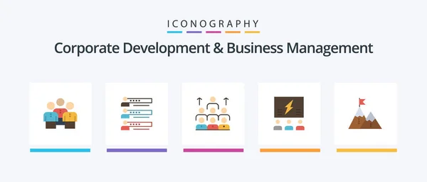 企业发展和企业管理5级Icon包 包括领导力 劳动力 统计数字 创意偶像设计 — 图库矢量图片