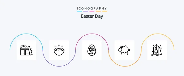 Easter Line Pictogrampakket Inclusief Tag Wol Nest Schapen Pasen — Stockvector