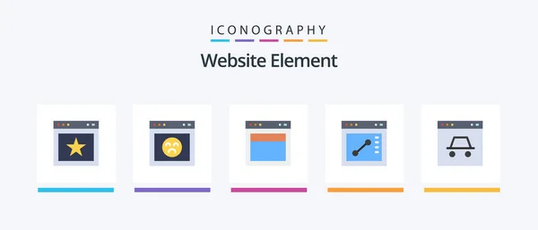 Website Element Flat Icon Pack Including Page Website Design Draw — Vector de stock