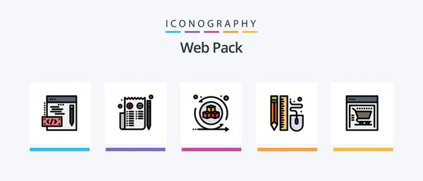Web Pack Line Filled Icon Pack Including Gear Interface Search — Wektor stockowy