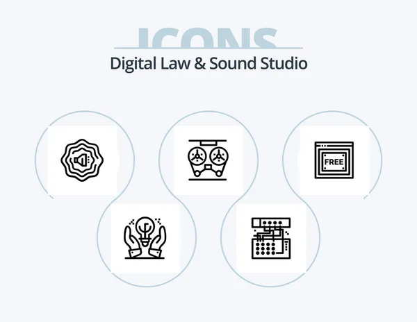 Digital Law Sound Studio Line Icon Pack Icon Design Tecnology — Stock Vector
