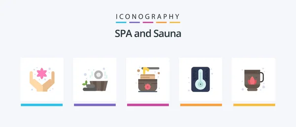 Sauna Flat Icon Pack Including Cream Lotus Jag Creative Icons — Stock Vector