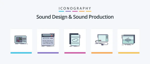 Sound Design Sound Production Line Filled Icon Pack Including Daw — Stock Vector