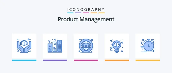 Product Management Blue Icon Pack Including Brain Storming Creative Processing — 图库矢量图片