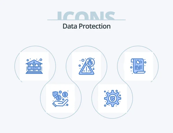 Data Protection Blue Icon Pack Icon Design Security Policy Gdpr — Stock Vector
