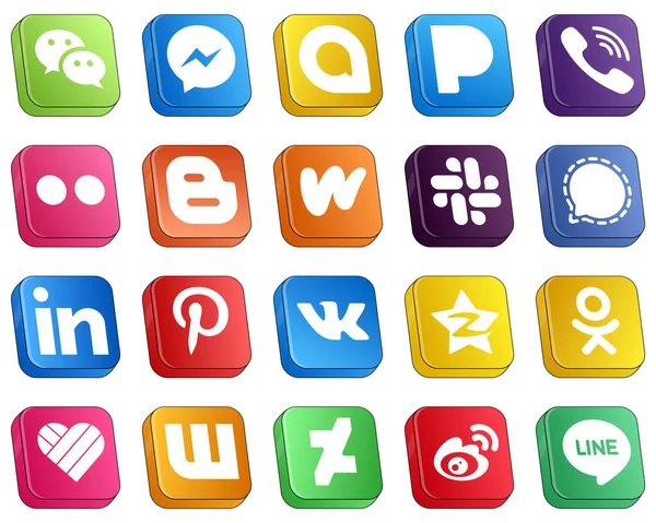 Isometric Social Media Brand Icons Signal Literature Rakuten Wattpad Blogger — Stock Vector