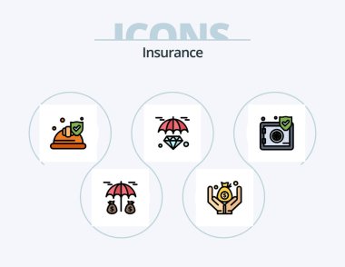 Insurance Line Filled Icon Pack 5 Icon Design. . wheels. paper. hospital. protection