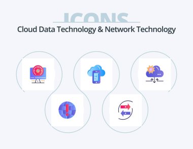 Cloud Data Technology And Network Technology Flat Icon Pack 5 Icon Design. cell. computing. money. cloud . timer