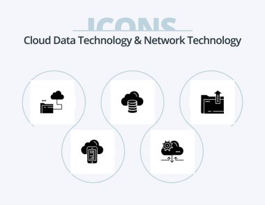 Cloud Data Technology And Network Technology Glyph Icon Pack 5 Icon Design. dacoment. dollar. cloud. money . cloud