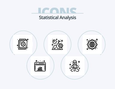 Statistical Analysis Line Icon Pack 5 Icon Design. business. report. business. document. analysis