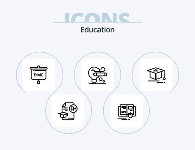 Education Line Icon Pack 5 Icon Design. text. award. computer. graduation. cap