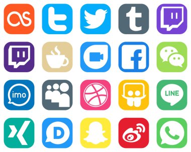 20 Stylish Social Media Icons such as audio. google duo. imo and wechat icons. Gradient Social Media Icon Bundle