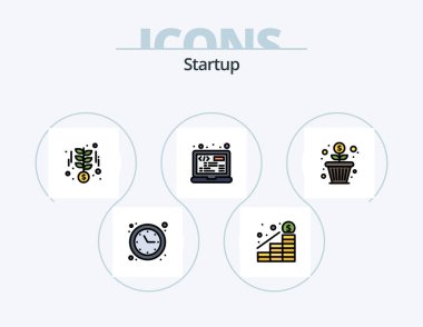 Startup Line Filled Icon Pack 5 Icon Design. flower. statistics. investment. pie. business employee