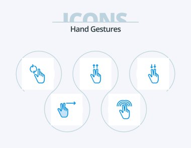 Hand Gestures Blue Icon Pack 5 Icon Design. down. gesture. hand. fingers. gesture