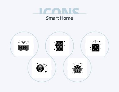 Smart Home Glyph Icon Pack 5 Icon Design. technology. sensor. network. door. time