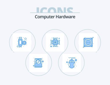 Computer Hardware Blue Icon Pack 5 Icon Design. stock. computer. cable. cable. computer