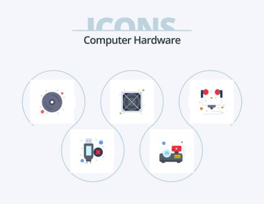 Computer Hardware Flat Icon Pack 5 Icon Design. . headphone. disk. hardware. supply