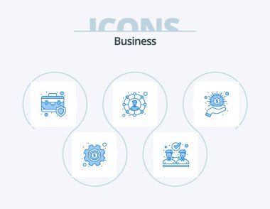Business Blue Icon Pack 5 Icon Design. cash. share. briefcase. social network. connections