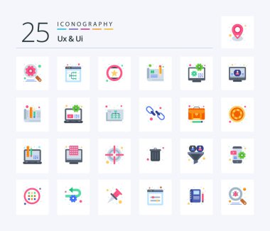 Ux And Ui 25 Flat Color icon pack including configuration. usability. website. prototype. recommend