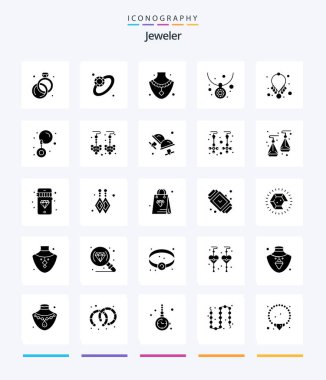 Creative Jewellery 25 Glyph Solid Black icon pack  Such As drop. dress shirt. jewelry. cufflink. jewelry