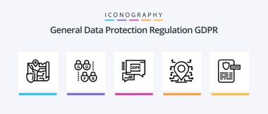 Gdpr Line 5 Icon Pack Including privacy. data. folder. mail. european. Creative Icons Design