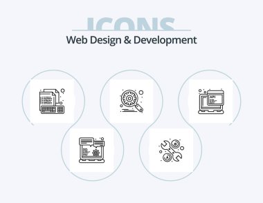 Web Design And Development Line Icon Pack 5 Icon Design. files. optimization. online. coding. web