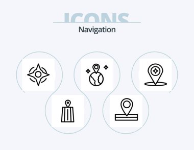 Navigation Line Icon Pack 5 Icon Design. pin. pin. road. pin. restaurant