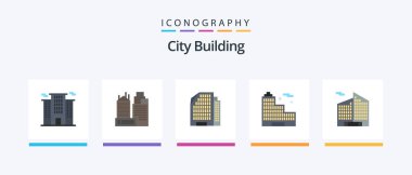 City Building Flat 5 Icon Pack Including . city. office. Creative Icons Design