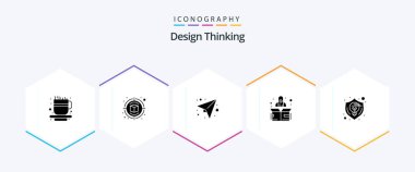 Design Thinking 25 Glyph icon pack including shield. design. paper. creative. start