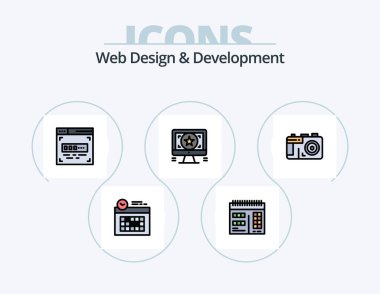 Web Design And Development Line Filled Icon Pack 5 Icon Design. font. font color . color fill in text . designer