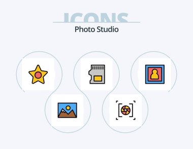 Photo Studio Line Filled Icon Pack 5 Icon Design. . light. play. bulb. dvd