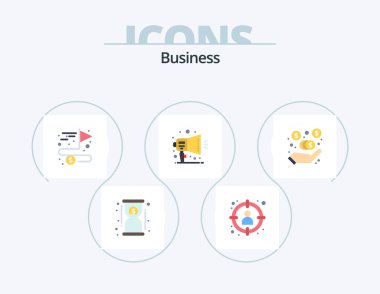 Business Flat Icon Pack 5 Icon Design. commission. promotion. target. notification. goal