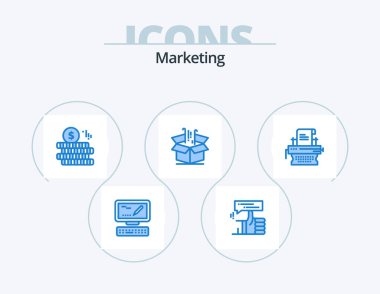 Marketing Blue Icon Pack 5 Icon Design. marketing. marketing. money. goods. business